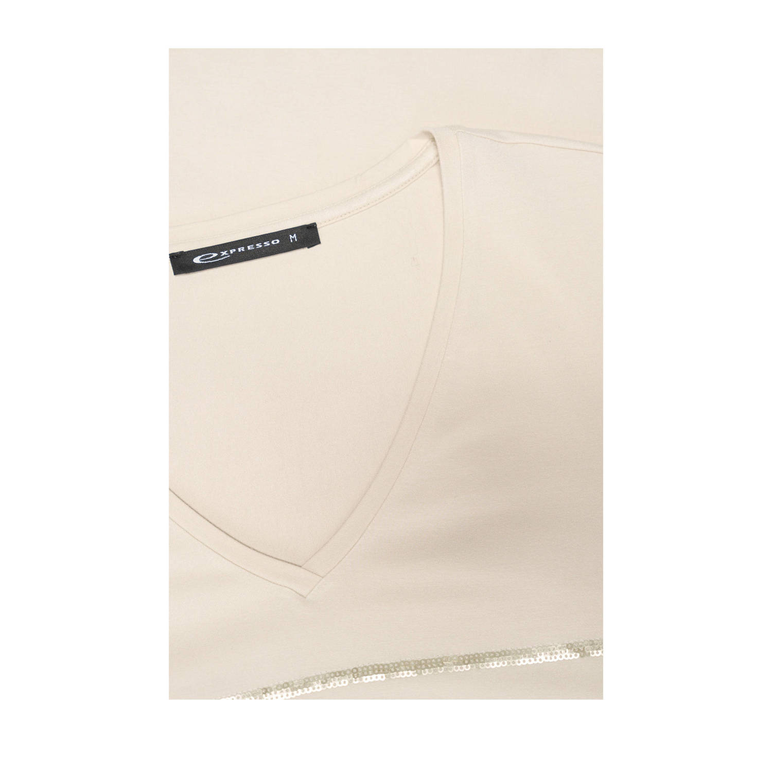 Expresso glitter top beige met pailletten