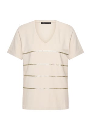 glitter top beige met pailletten