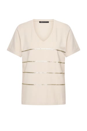 glitter top beige met pailletten