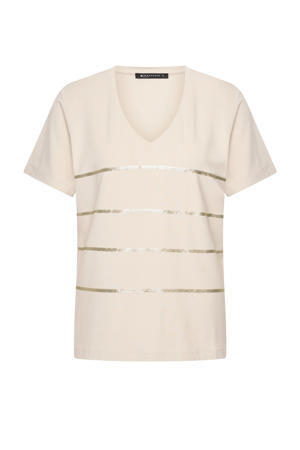 glitter top beige met pailletten
