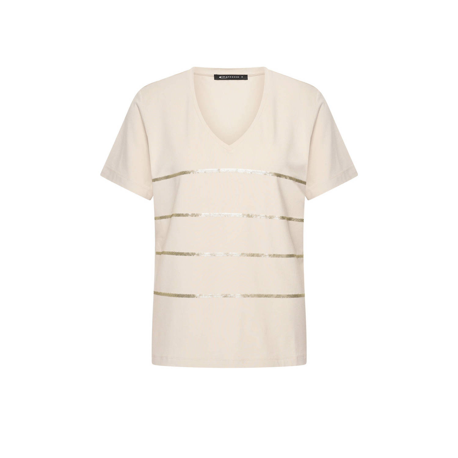 Expresso glitter top beige met pailletten
