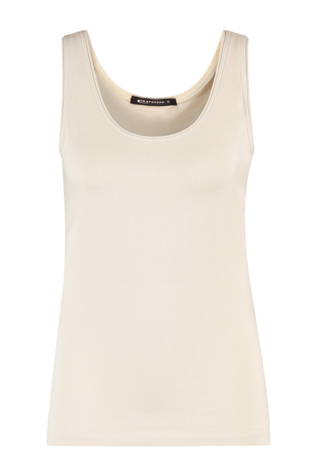 Beige dames Expresso mouwloze top van viscose met effen en ronde hals