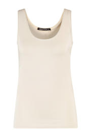 thumbnail: Beige dames Expresso mouwloze top van viscose met effen en ronde hals