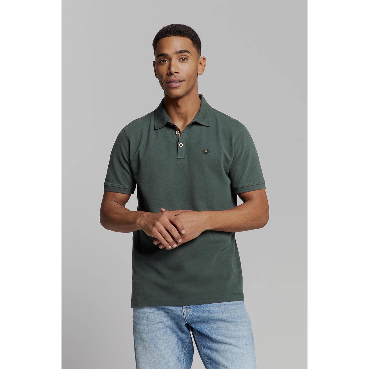 No Excess regular polo grijsgroen