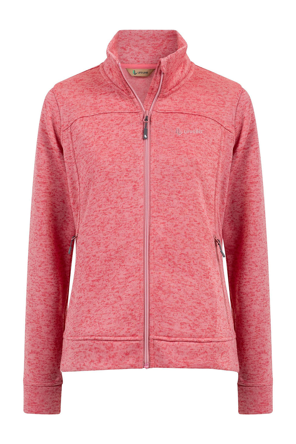 Roze dames Life-Line outdoor vest met lange mouwen, opstaande kraag en ritssluiting