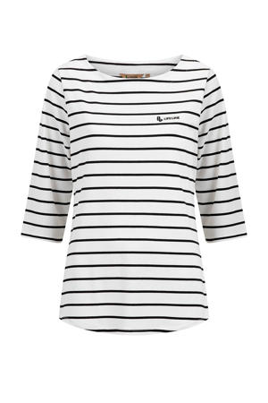 outdoor T-shirt wit/zwart gestreepd