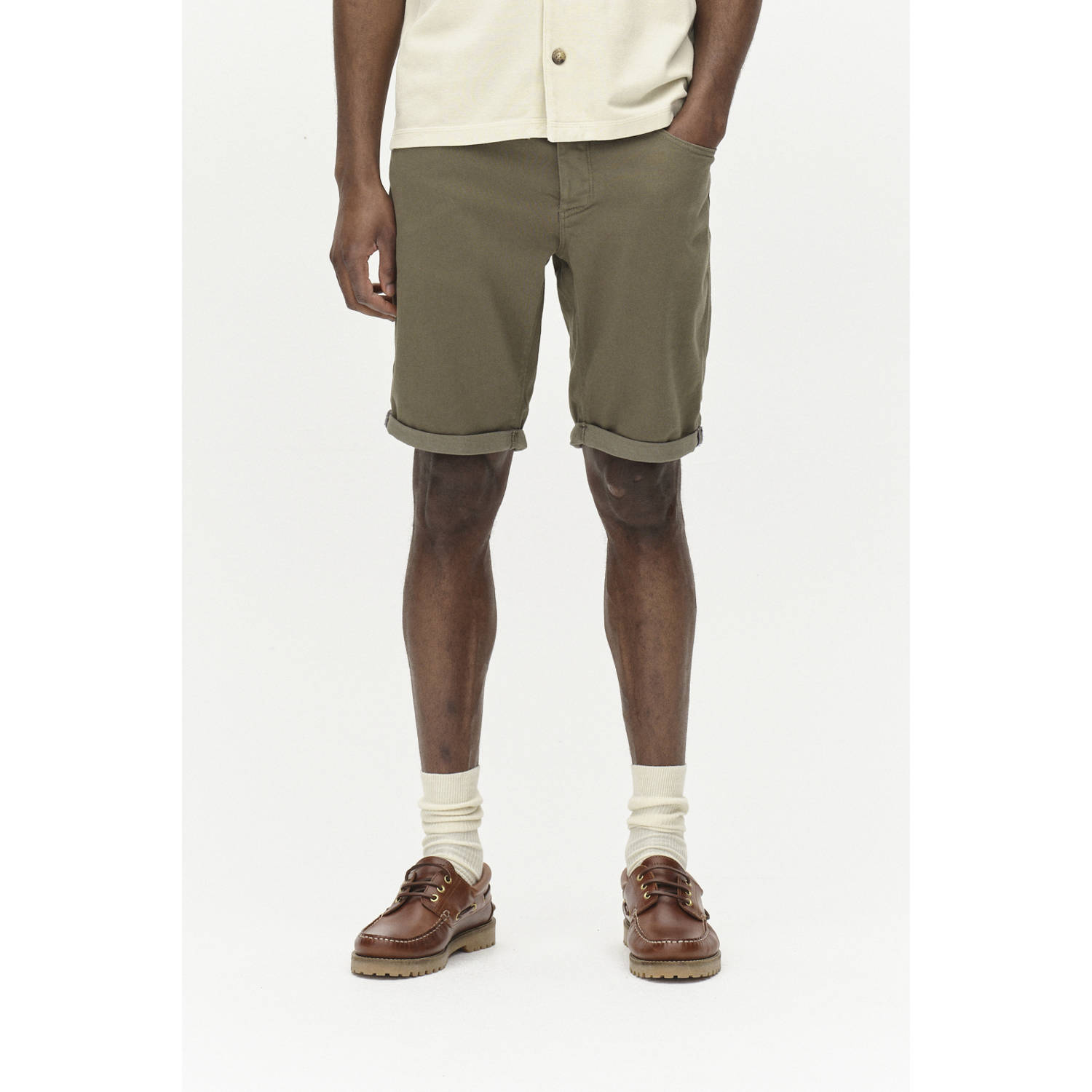 Gabba regular denim short olijfgroen