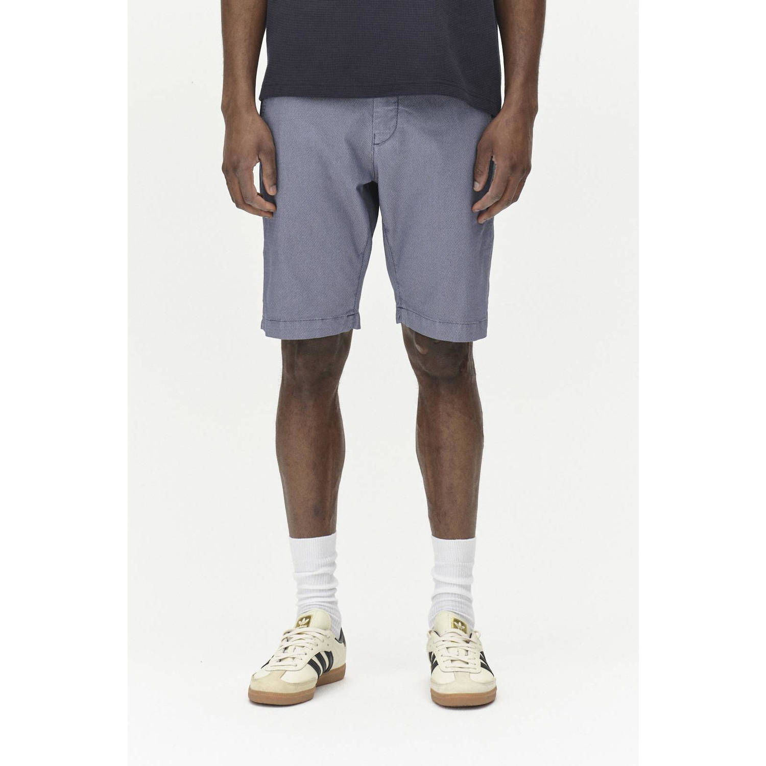 Gabba regular chino short met textuur grijsblauw
