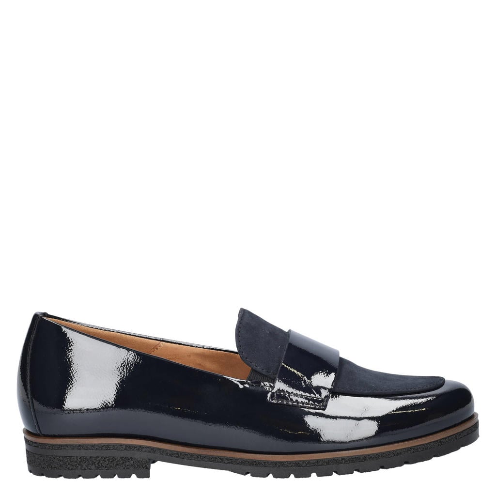 Donkerblauwe dames Gabor lakleren loafers