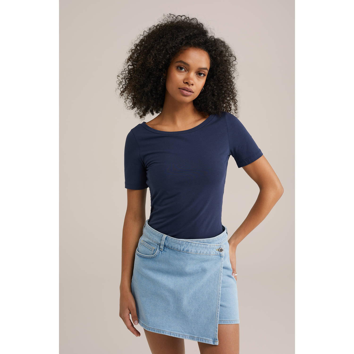 WE Fashion WE Fundamentals T-shirt donkerblauw