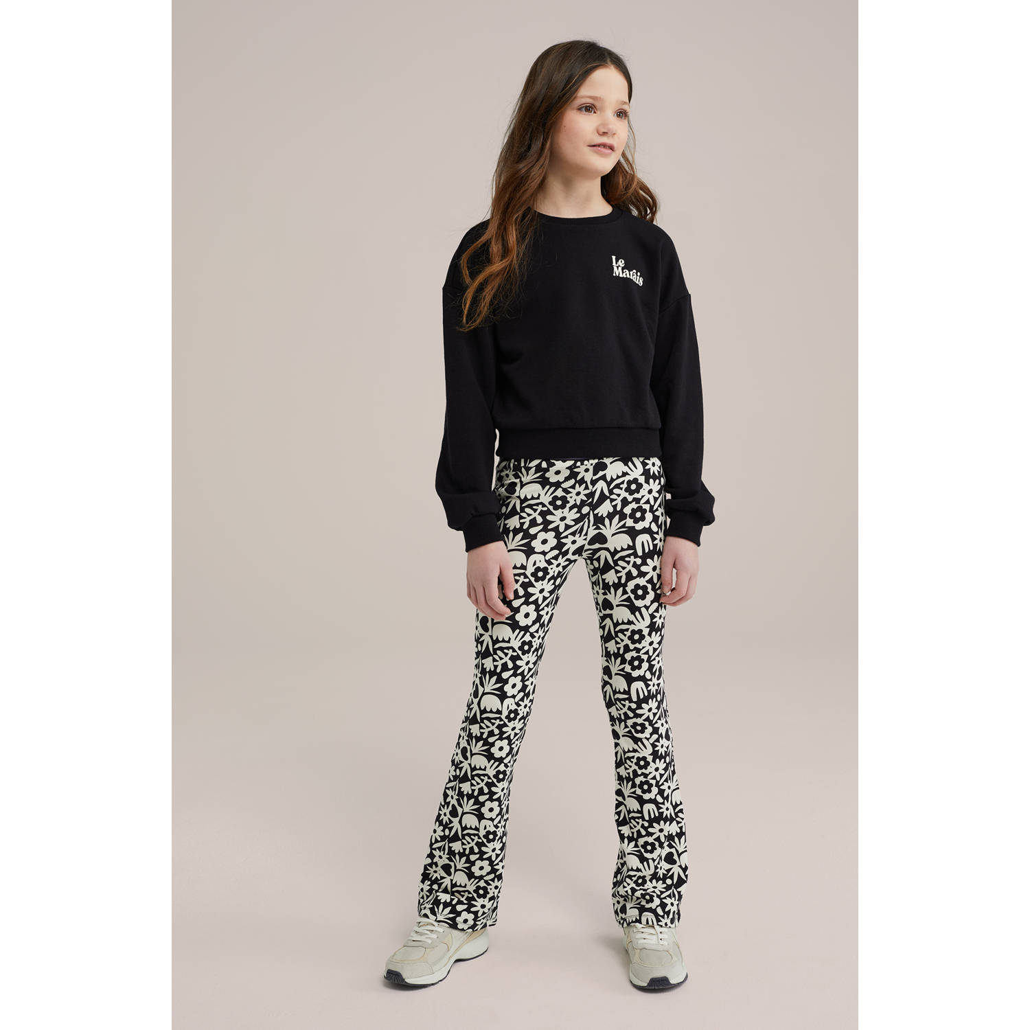 WE Fashion flared broek zwart wit