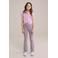 WE Fashion flared broek paars/lichtblauw/roze