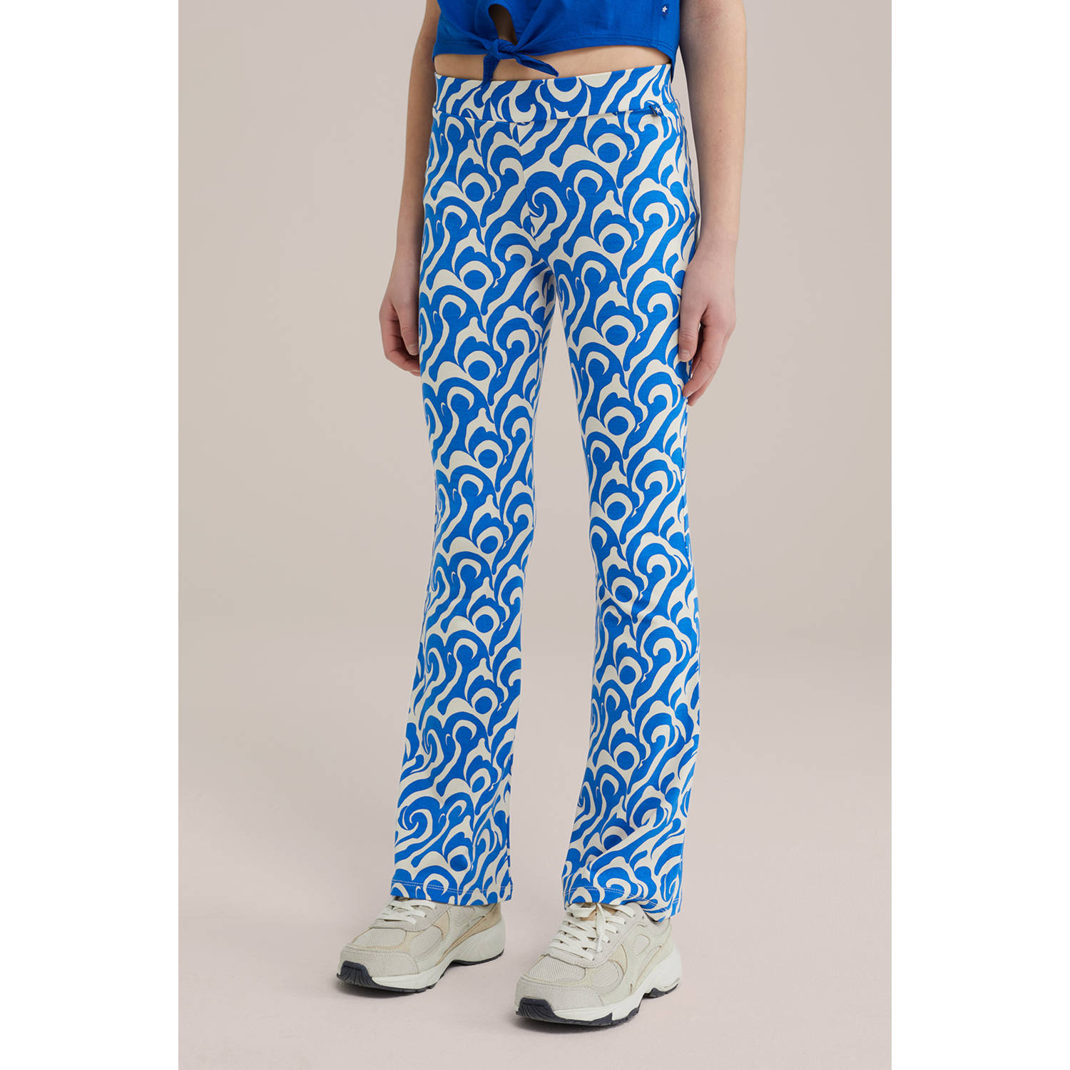 WE Fashion flared broek blauw ecru