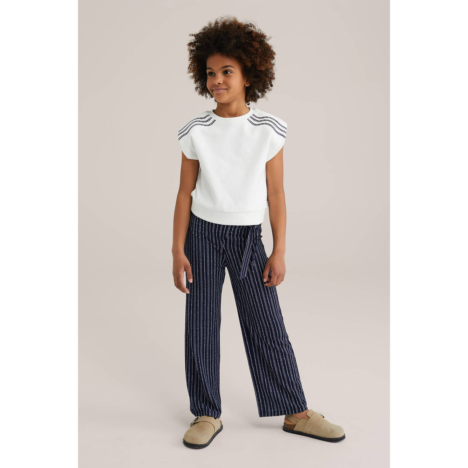WE Fashion loose casual broek donkerblauw