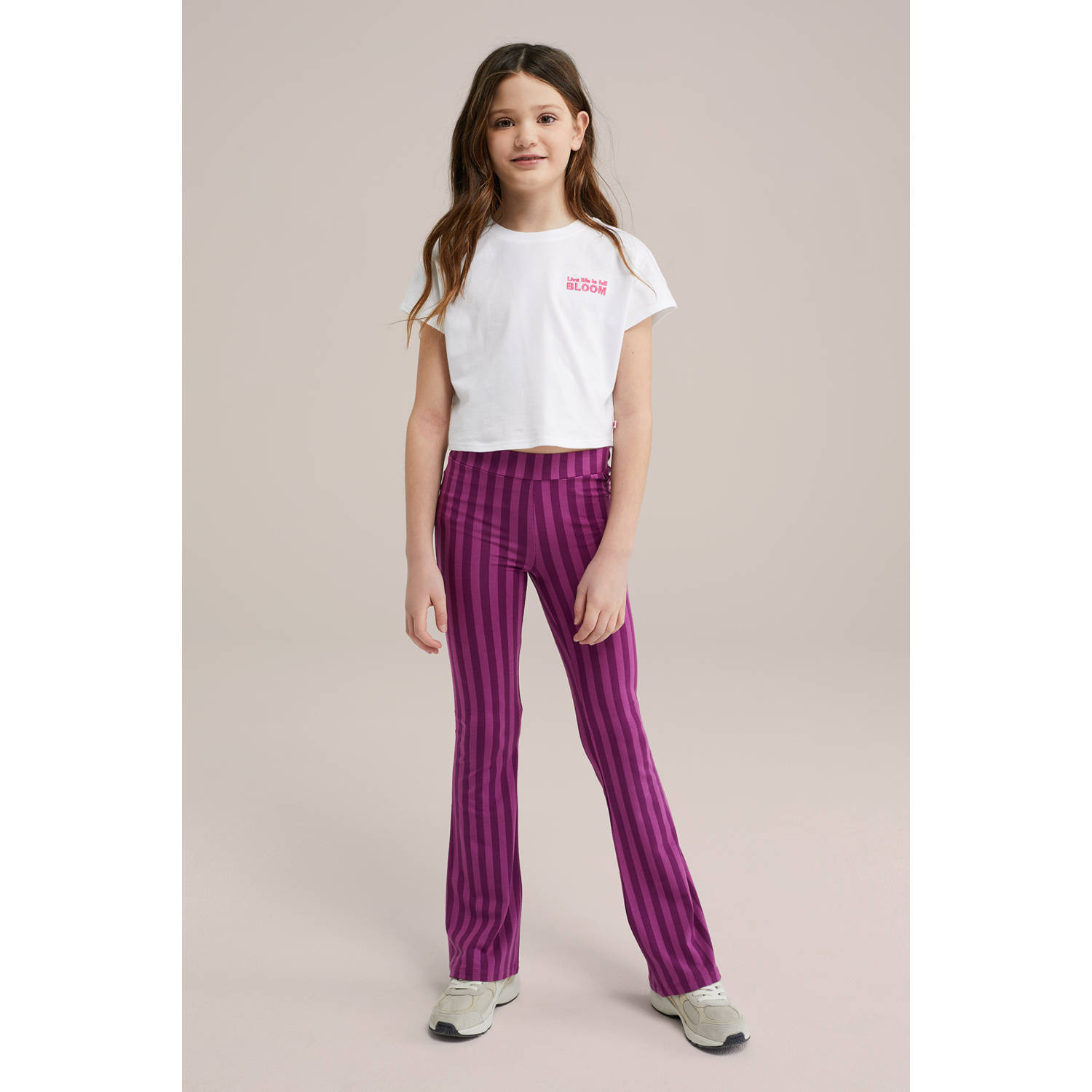 WE Fashion flared broek paars
