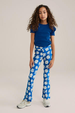 flared broek blauw/wit
