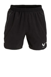 thumbnail: Zwarte heren Castore sportshort van polyester met elastische tailleband met koord