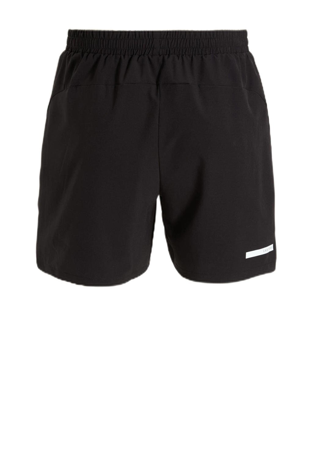 Zwarte heren Castore sportshort van polyester met elastische tailleband met koord