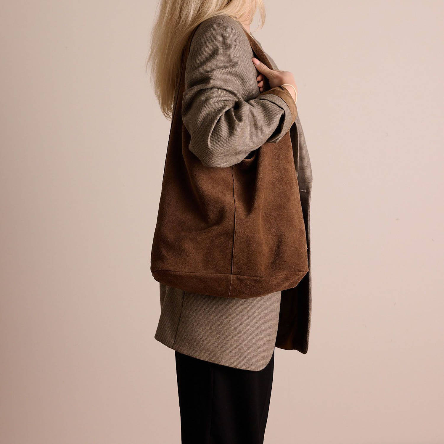 Manfield suede shopper bruin