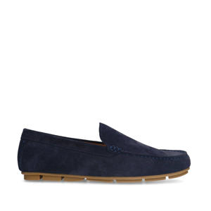 suède mocassins donkerblauw