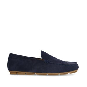 suède mocassins donkerblauw