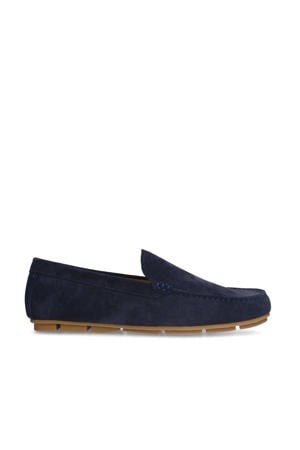 suède mocassins donkerblauw