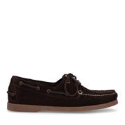 thumbnail: Donkerblauwe heren Manfield suède bootschoenen van leer met veters