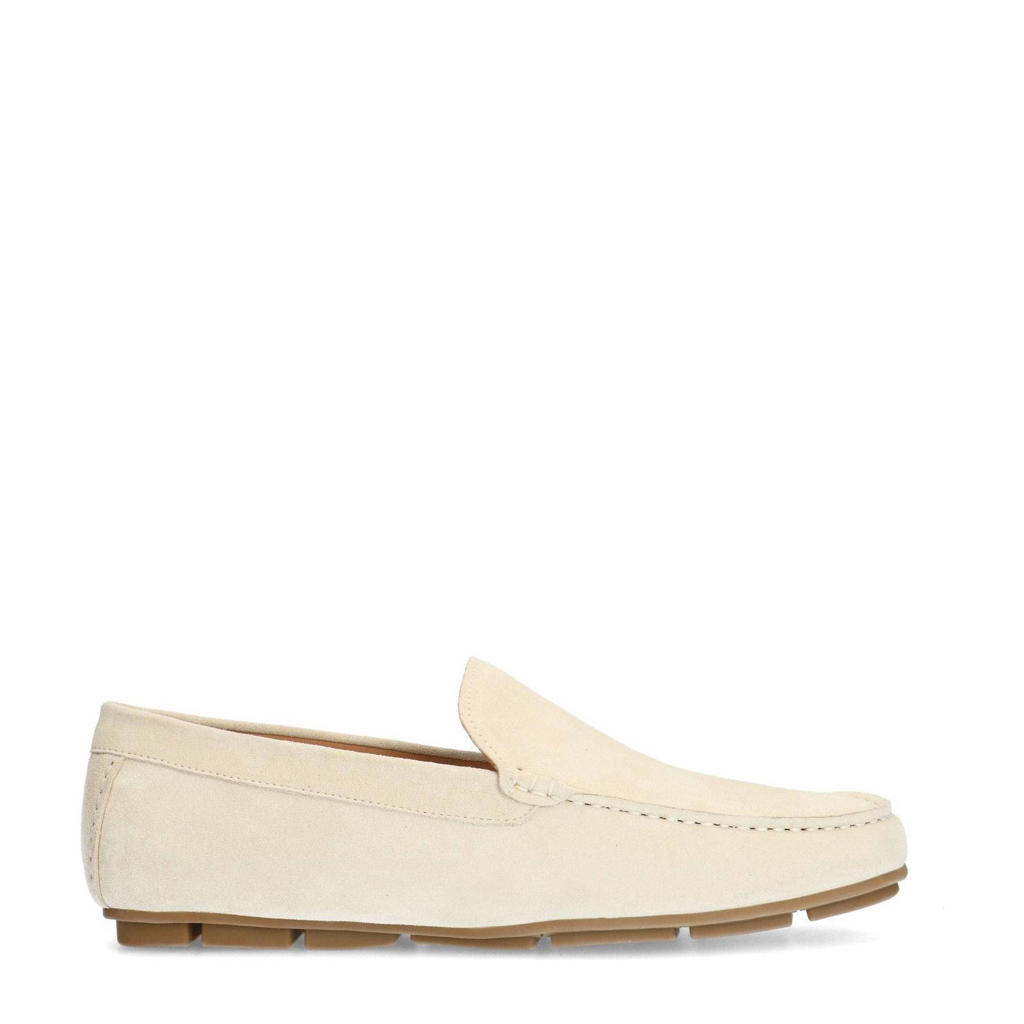 Beige dames Manfield suède mocassins met effen