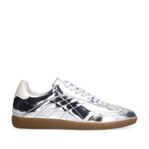   leren sneakers zilver
