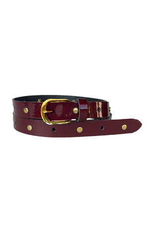 leren riem met studs bordeauxrood