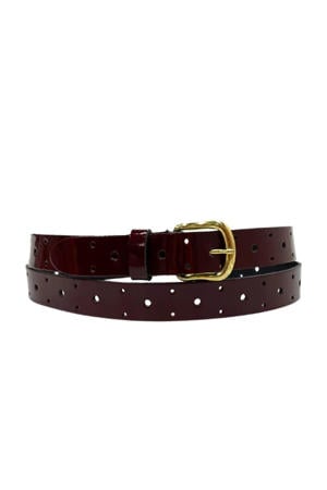 leren riem met studs bordeauxrood