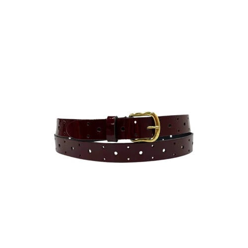 Pinned by K leren riem met studs bordeauxrood afbeelding