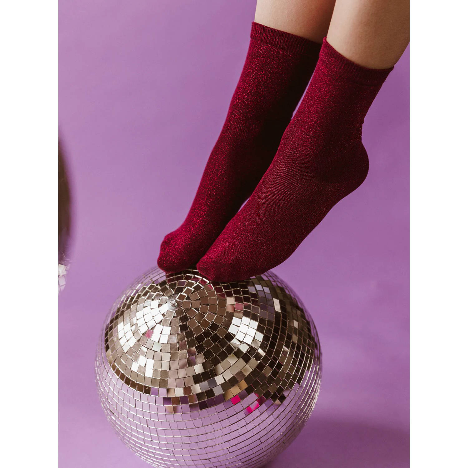 Pinned by K sokken met glitters bordeauxrood