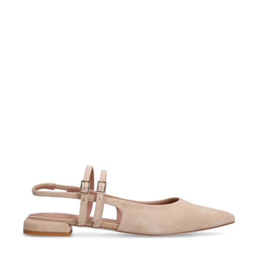 Manfield suède slingback loafers beige afbeelding