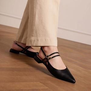 leren slingback loafers zwart