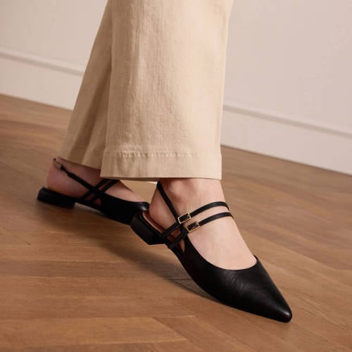 Manfield leren slingback loafers zwart afbeelding