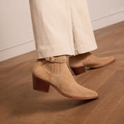 thumbnail: Manfield suède enkellaarzen beige
