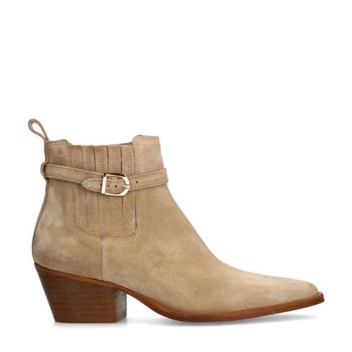 Manfield suède enkellaarzen beige afbeelding