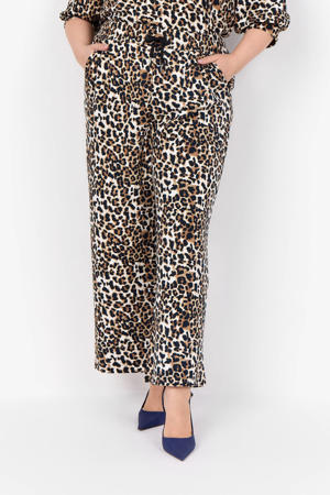wide leg regular waist broek bruin