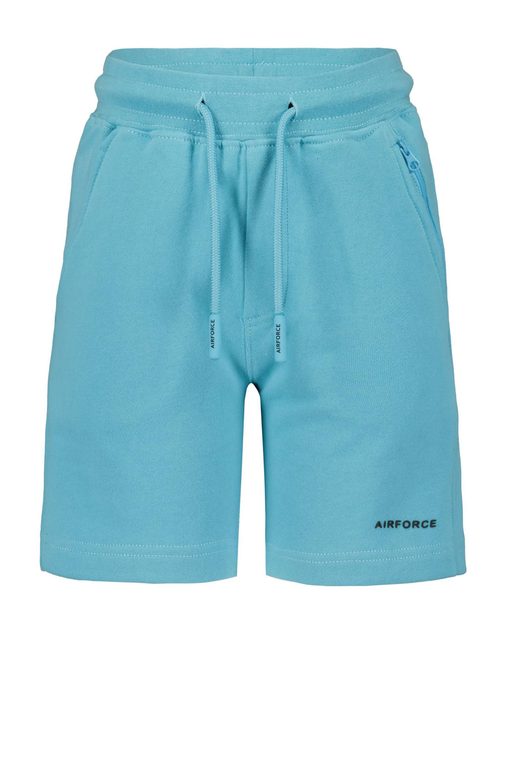 Blauwe jongens Airforce regular sweatshort met elastische tailleband met koord en effen