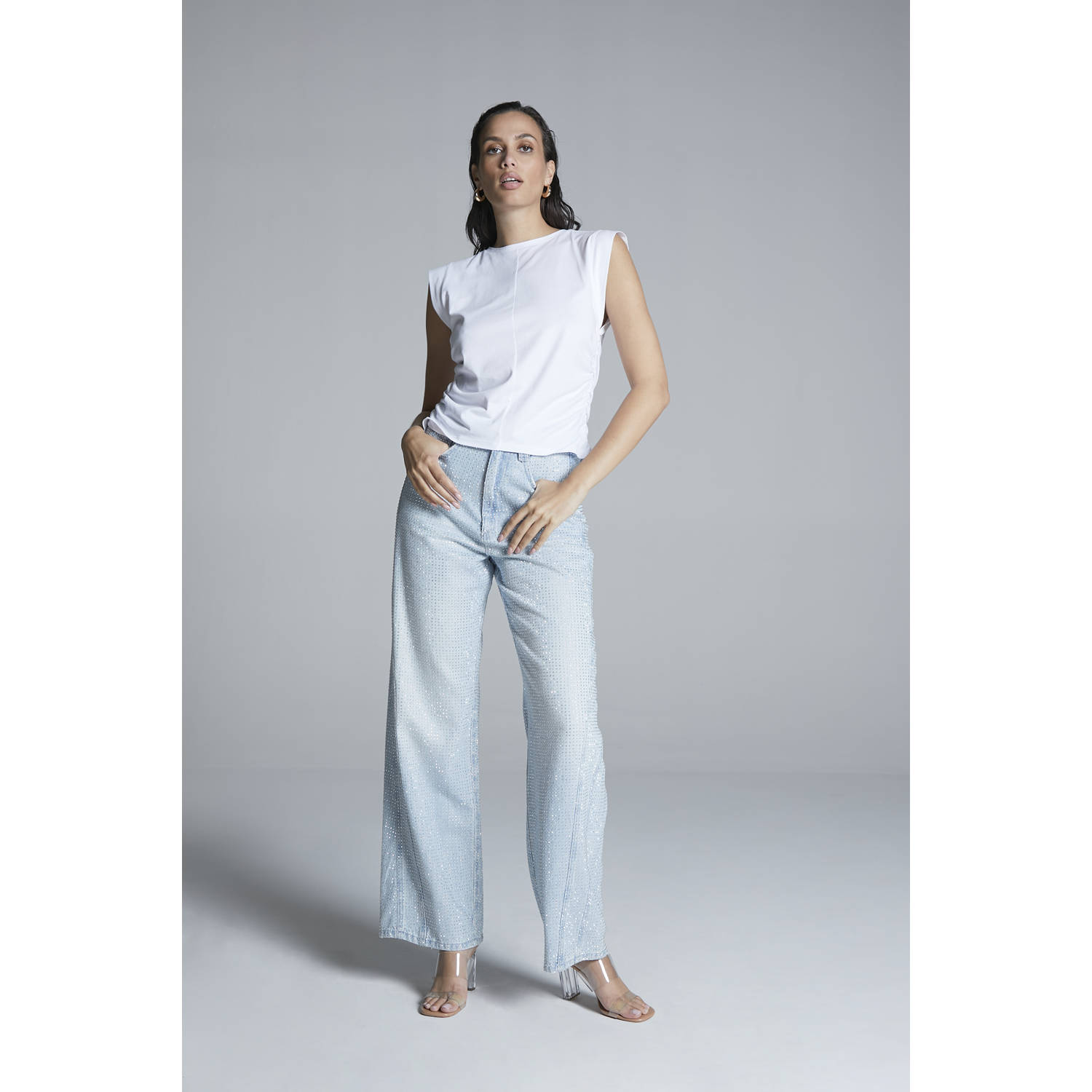 Homage to Denim high waist wide leg jeans light blue denim