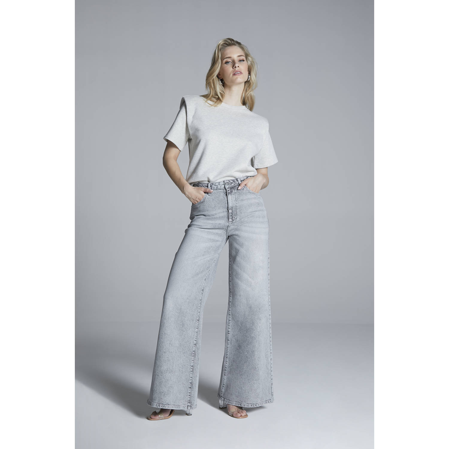 Homage to Denim high waist wide leg jeans Rosie grey denim
