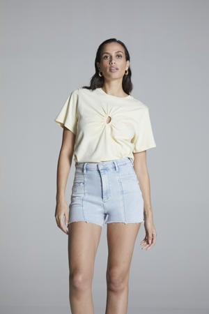 denim slim high waist short light blue denim