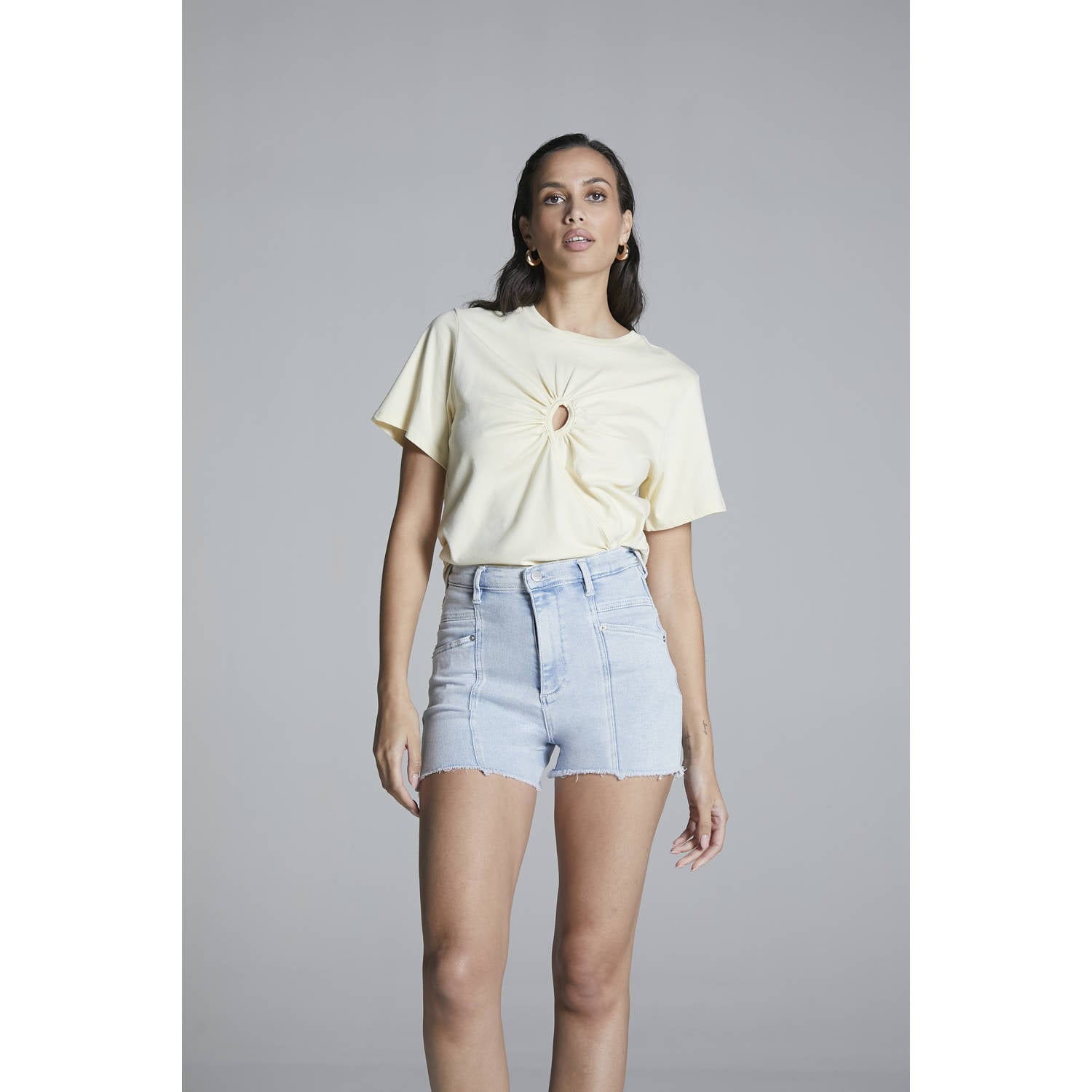 Homage to Denim slim high waist short light blue denim