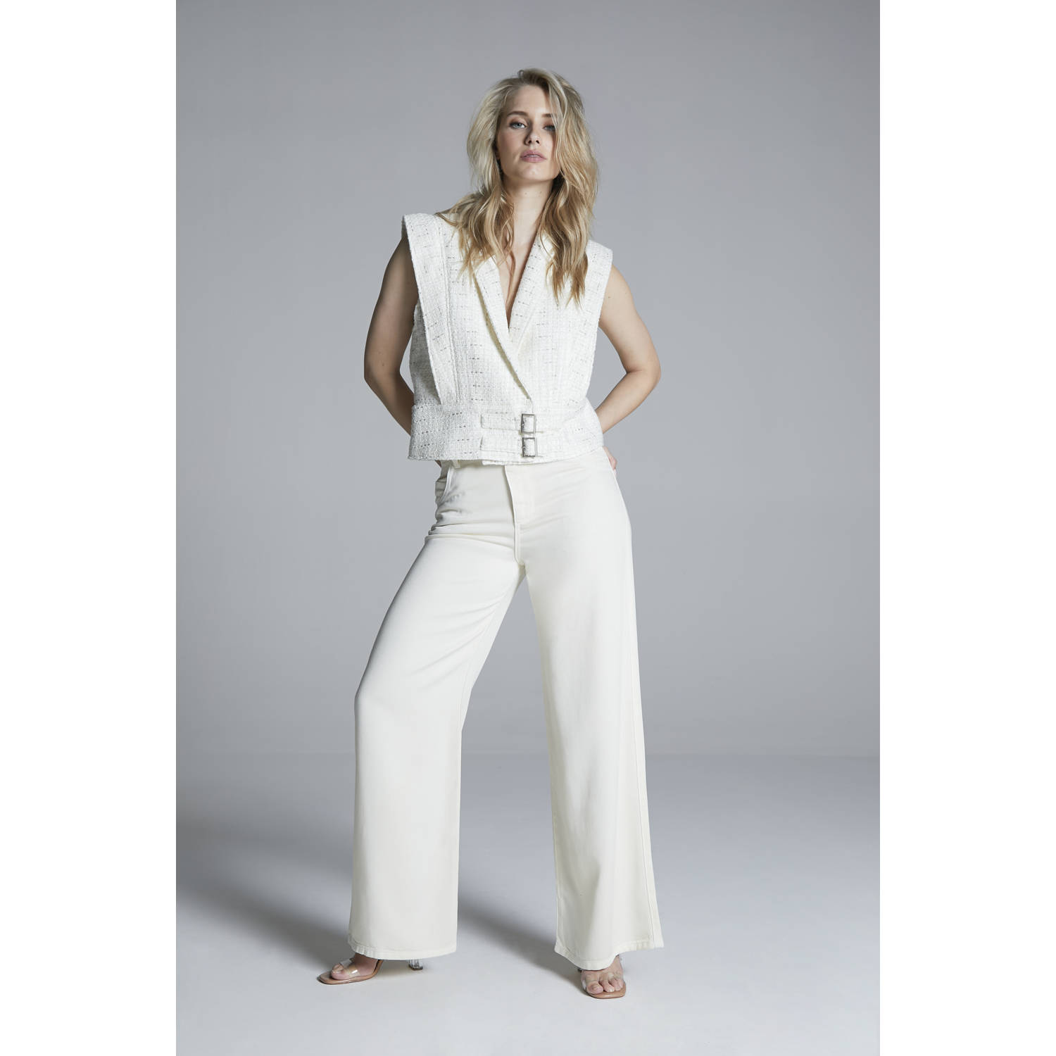 Homage to Denim high waist wide leg jeans ecru
