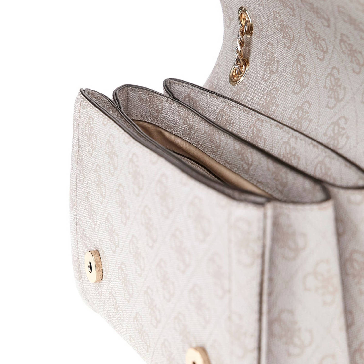 GUESS crossbody tas Noelle met logoprint ecru