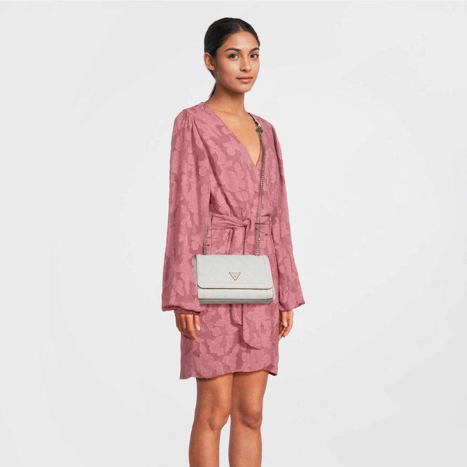 GUESS crossbody tas Noelle met logoprint ecru