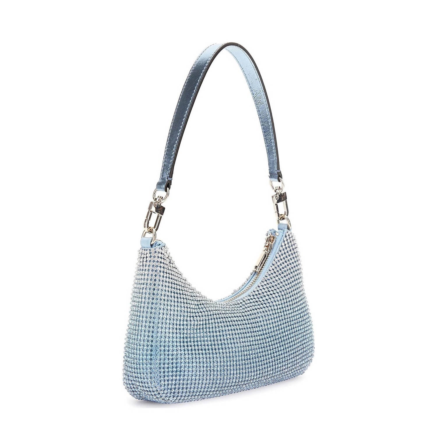 GUESS schoudertas Zalina met strass blauw