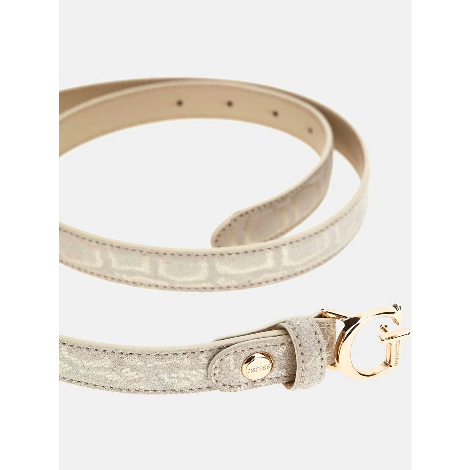 GUESS leren riem met panterprint beige