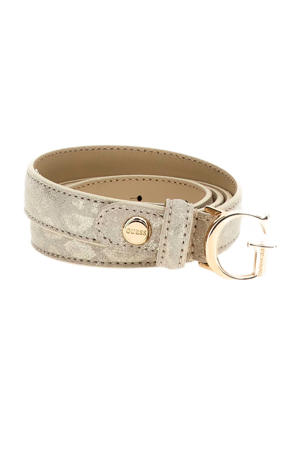 leren riem met panterprint beige